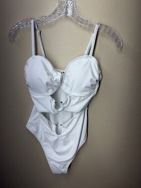 Classic White One-Piece Swimsuit with Adjustable Straps